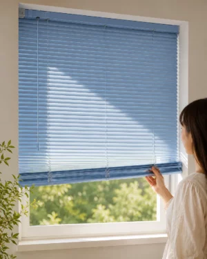 Sky Blue Venetian Window Blind – Contemporary Interior Design Solution