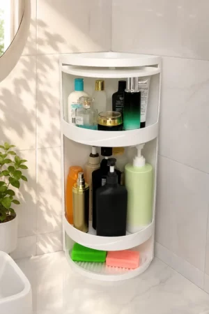 Tiered Bathroom Corner Storage Rack with Multi-Shelf Design