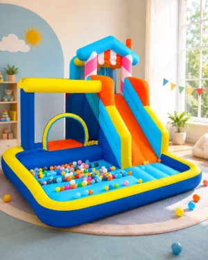 Children's Inflatable Bounce House with Integrated Slide & Ball Pit – Indoor Play Palace