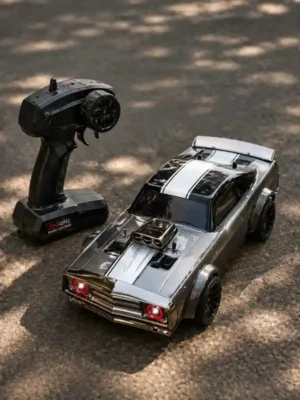 Premium Grey Remote Control Racing Vehicle – Illuminated Performance Muscle Design