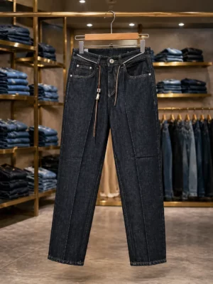 Men's Classic Dark Wash Straight Leg Denim – Black Blue Premium Fit