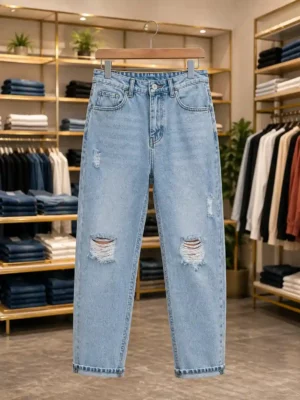 Men's Stylish Distressed Denim Jeans – Azure Slim-Fit Everyday Collection