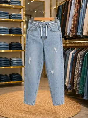 Urban Casual Light Wash Denim Jeans for Men – Distressed Relaxed Fit