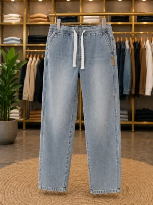 Men's Light Blue Denim Track Joggers – Contemporary Urban Casual Wear