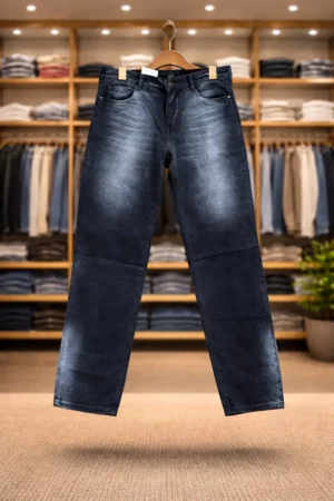 Men's Classic Black Washed Denim – Regular Fit Contemporary Jeans