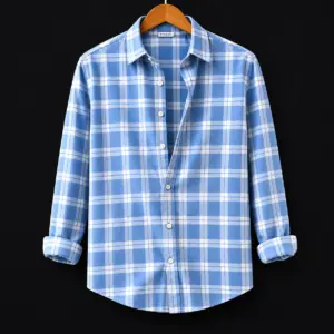 Modern Azure Plaid Casual Shirt for Men