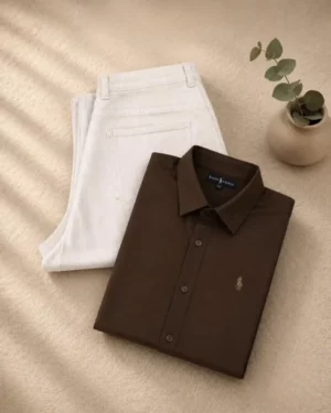 Men's Sky Blue Casual Shirt with Grey Denim Jeans Set | Versatile All-Day Comfort Wear