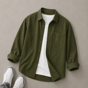 Men's Full-Sleeve Cotton Casual Overshirt | Solid Color Everyday Essential