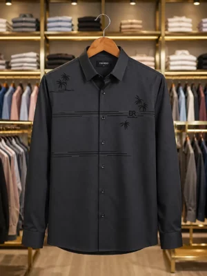 Men's Dark Grey Full Sleeve Shirt - Premium Office Wear