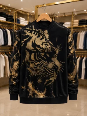 Men's Black Tiger Print Sweatshirt Full Sleeve – Affordable Premium Style