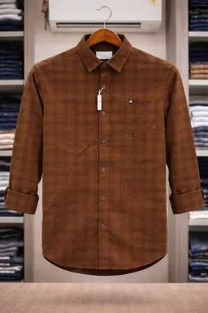 Men's Half-Sleeve Brown Plaid Shirt – Premium Casual Wear - image 1