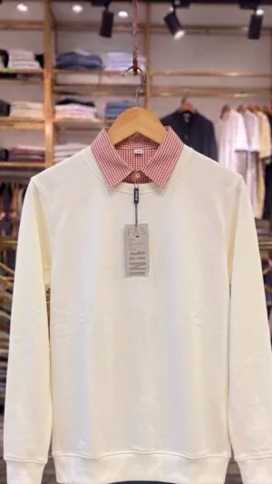 Men's Ribbed Knit Pullover with Collar – Modern Layered Styling