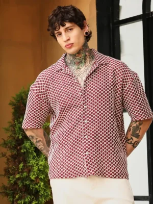 Geometric Pattern Cuban Collar Shirt – Premium US Style Collection