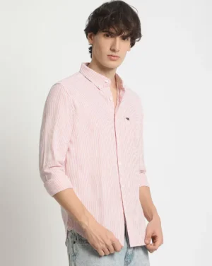 Rose Micro-Stripe Oxford Shirt — Timeless Elegance for Every Occasion