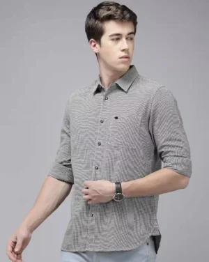 Classic Black & White Micro-Check Cotton Shirt – Versatile Smart-Casual Wardrobe Staple