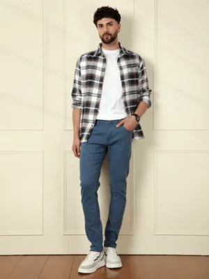 Classic Washed Blue Slim-Fit Stretch Jeans for Men