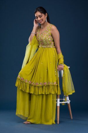 Emerald Mirrorwork Georgette Ready-Made Salwar Suit