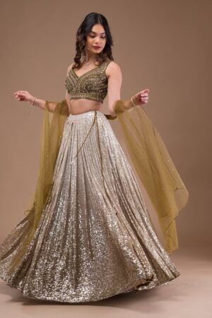 Sparkling Lycra Readymade Lehenga with Sequin Embellishments