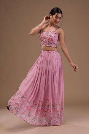 Printed Georgette Ready-Made Lehenga - Traditional Elegance Meets Modern Style