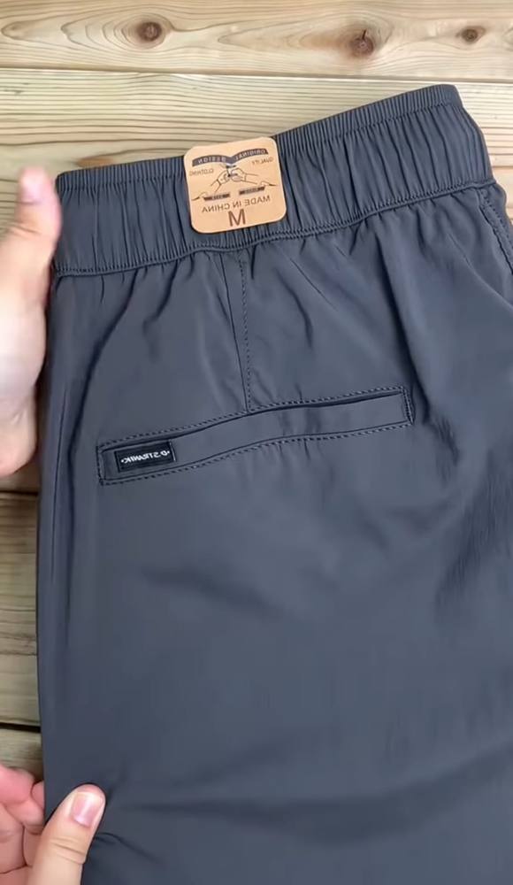 Men’s Charcoal Grey 4 Way Stretch Track Pants – Elastic Waist Lightweight Joggers with Zip Pocket