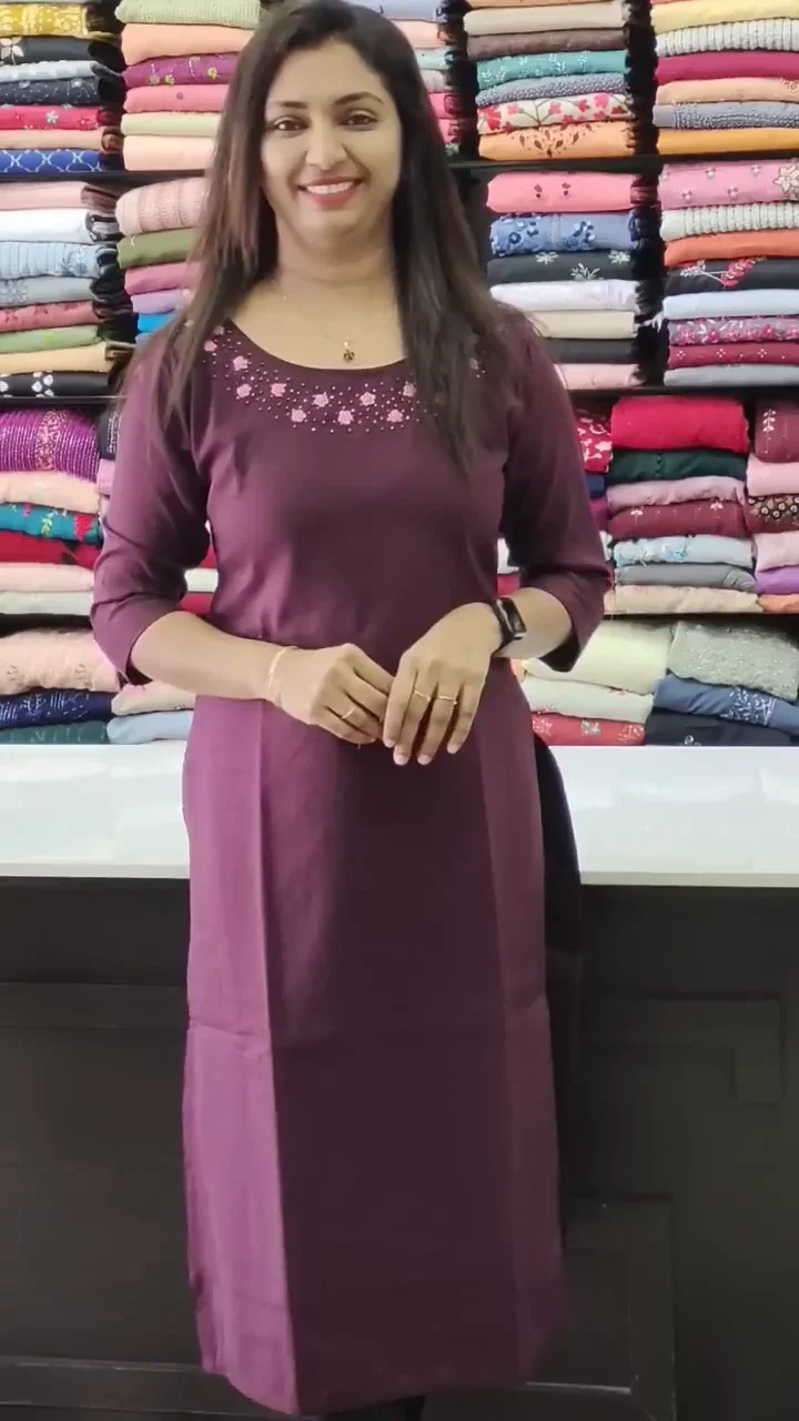 Maroon Embroidered Kurta for Women