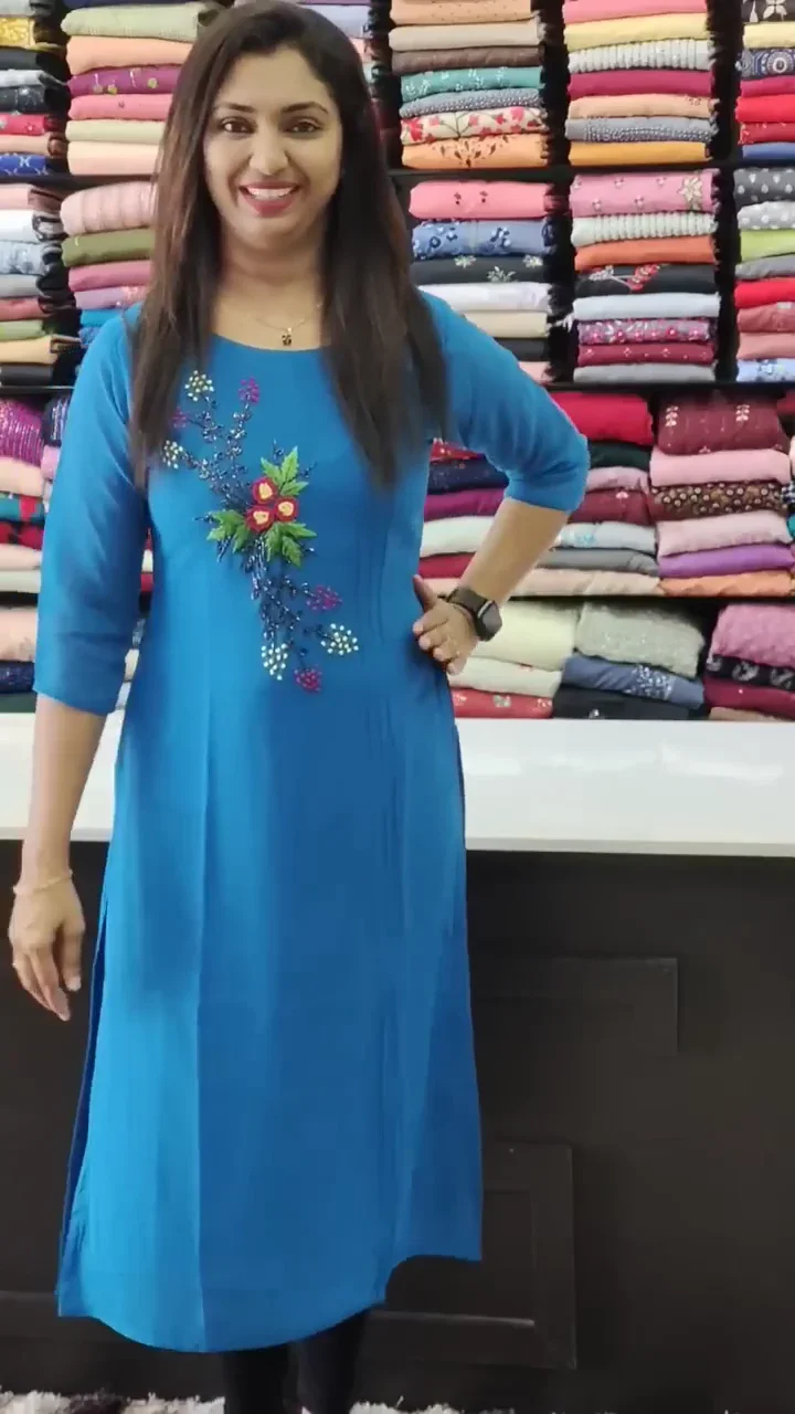 Sky Blue Embroidered Kurta for Women