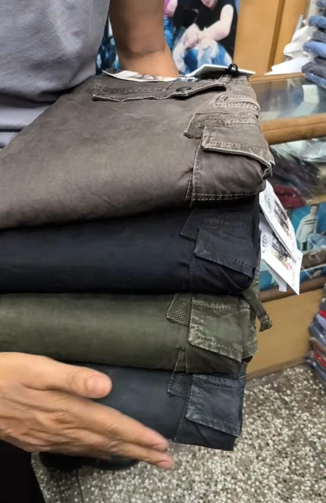 Men's Vintage Washed Cargo Trousers – Multi-Pocket Combat Style Pants with Faded Finish