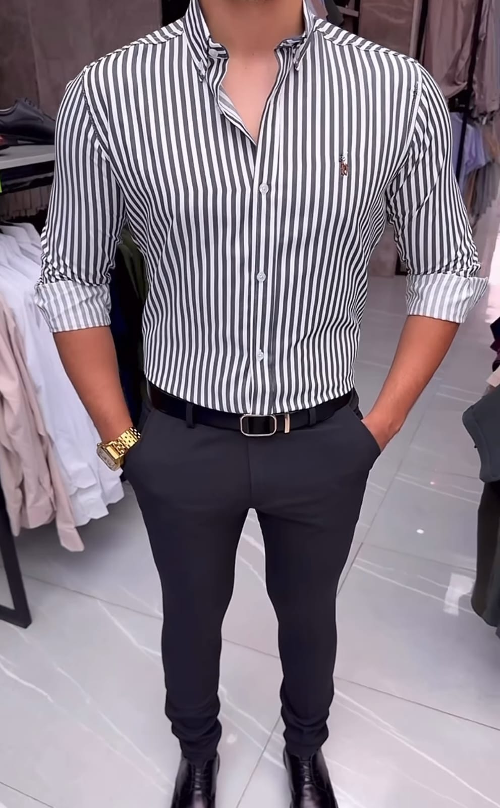 Black & White Pinstripe Shirt Combo - Premium Style at ₹149 | Best Value Online