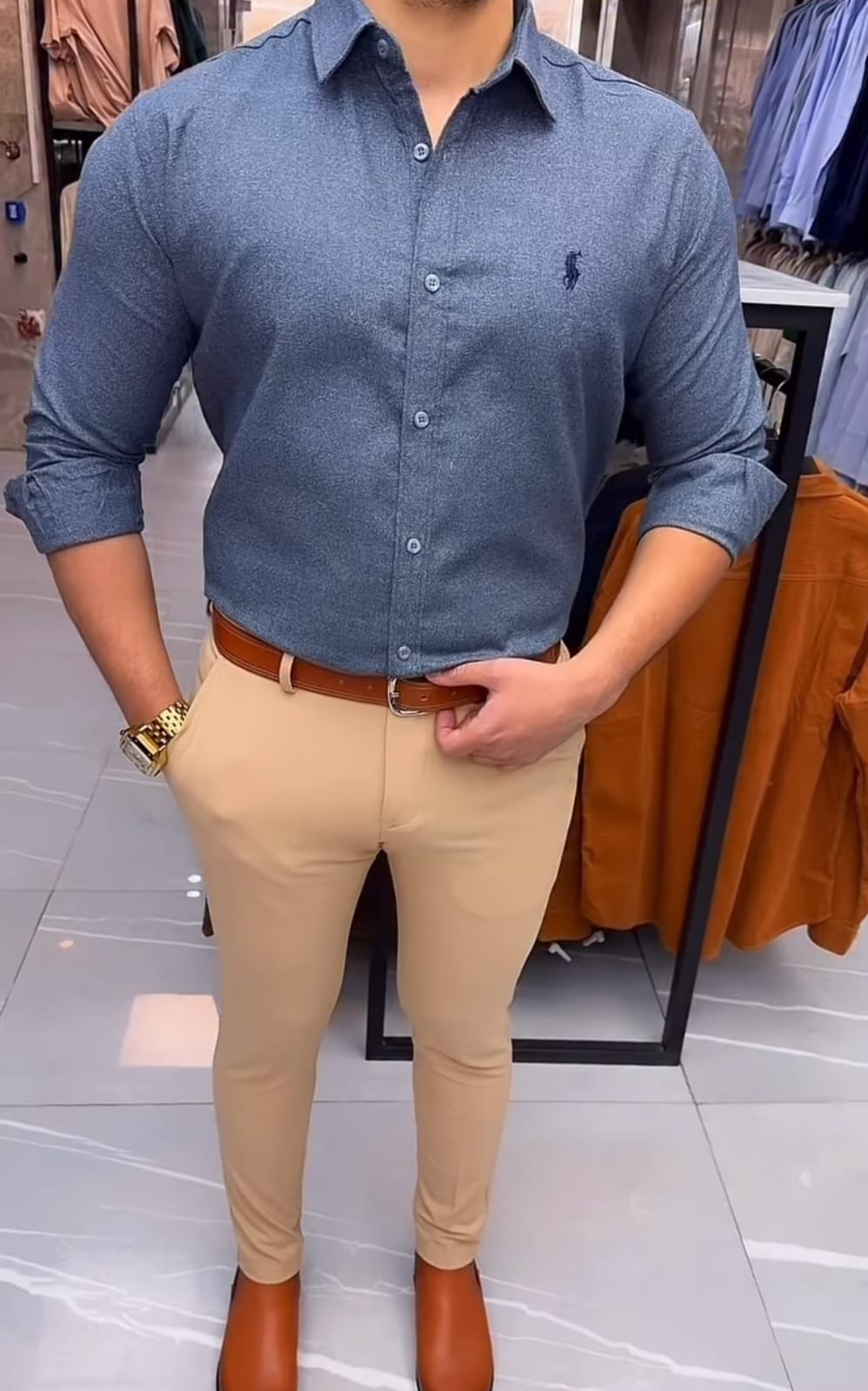 Blue Melange Cotton Shirt Bundle - Affordable Premium Comfort You'll Love