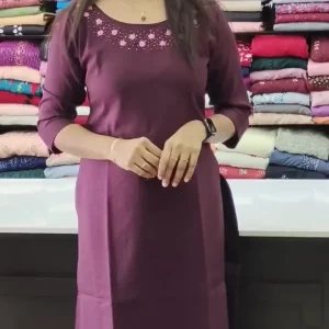 Maroon Embroidered Kurta for Women