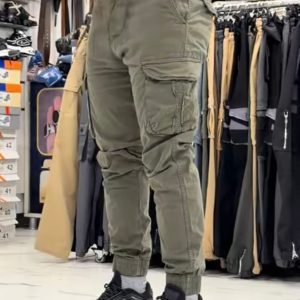 Men's Olive Green Tactical Cargo Joggers – Streetwear Utility Pants