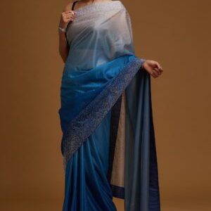 Royal Blue Threadwork Art Silk Designer Saree