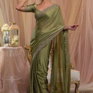 Purple Stonework Crepe Designer Saree